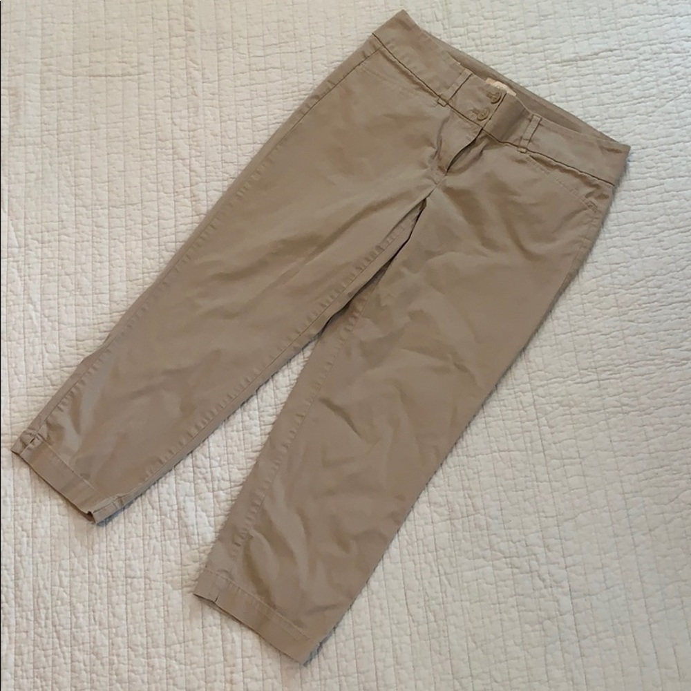 Khaki crop pants by Loft